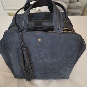 Tory Burch Dark Blue Suede Satchel